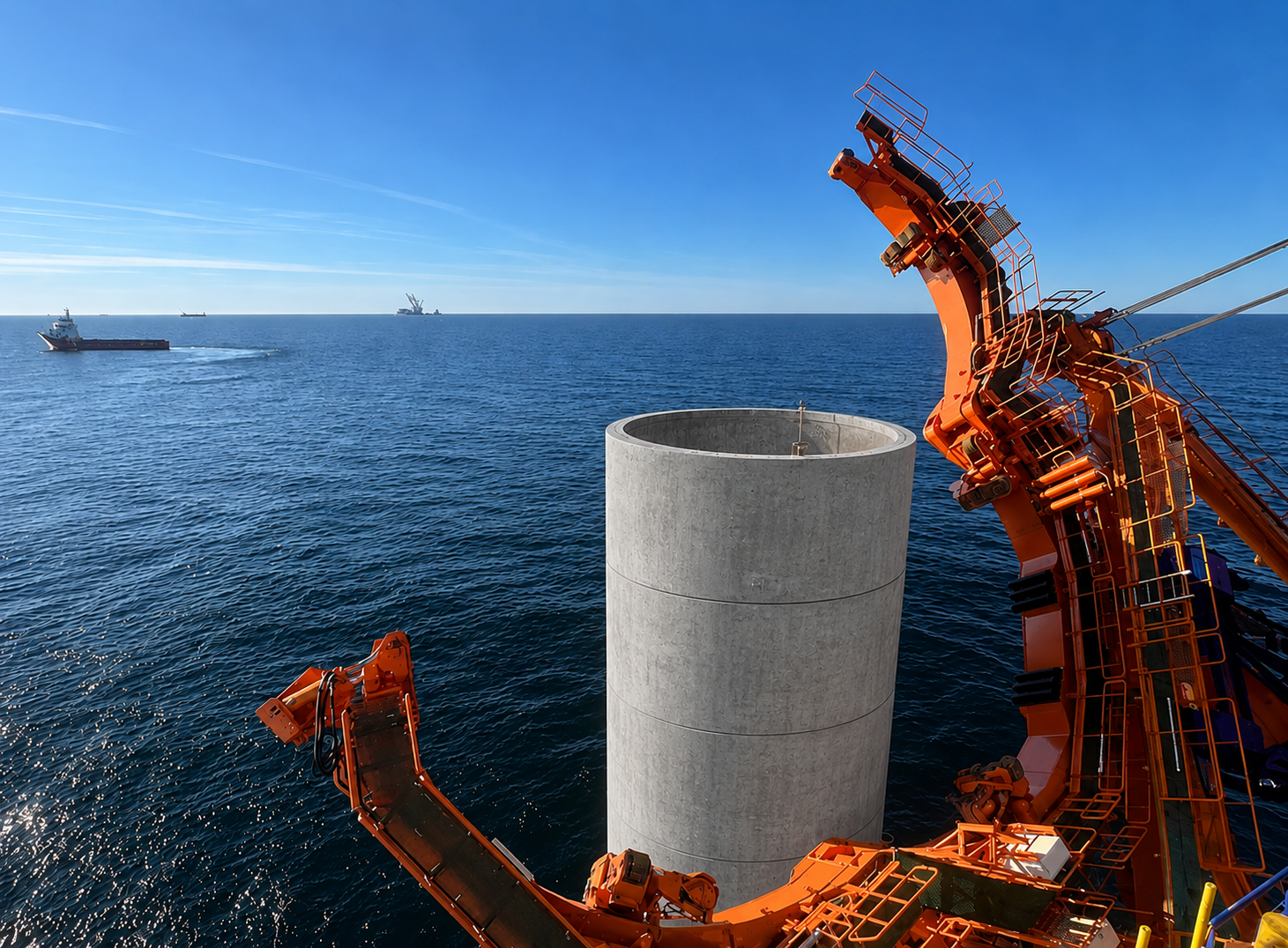 Monopile being installed offshore