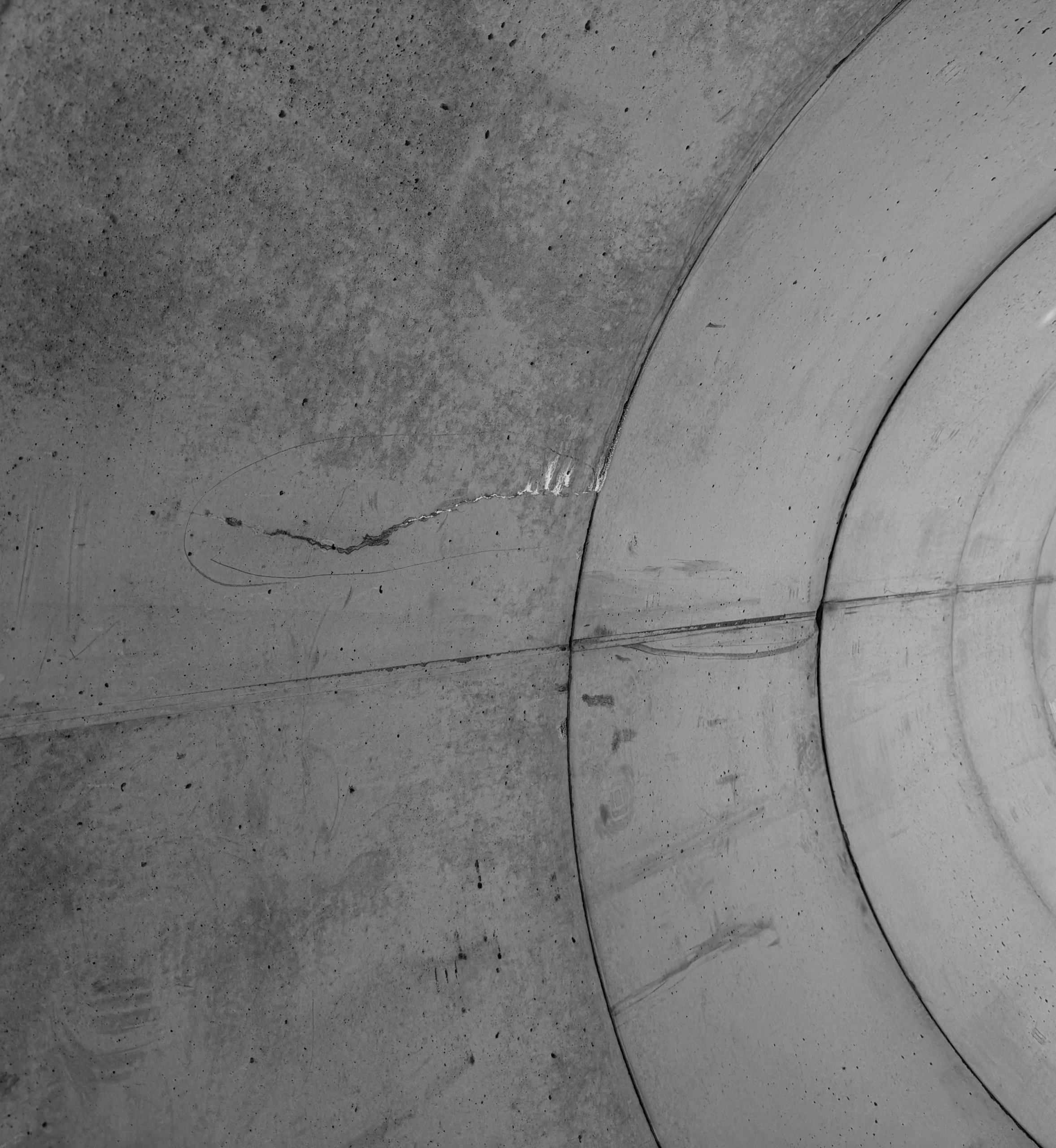 Inside of a concrete monopile